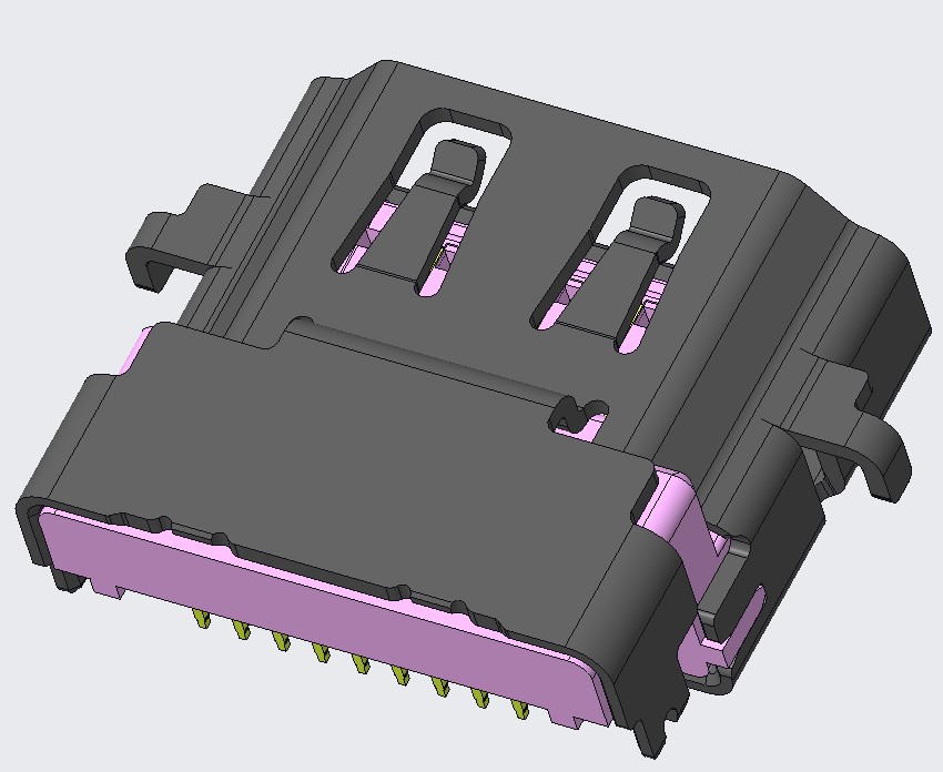 HDMI 2.1 A Type 母座沉板 CH=-0.625mm DIP