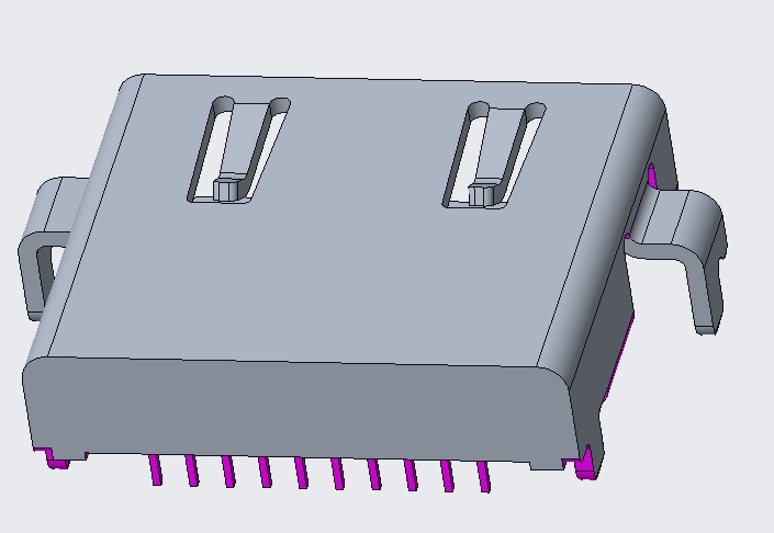 HDMI正向沉板 两K脚两直脚 板上高3.43 端子
间距1.5 端子半金雾锡1u" 黑色胶芯