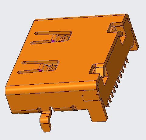 HDMI A Type Receptacle DIP Product CH=1.50mm