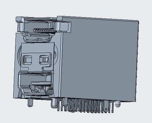 DUAL HDMI STACKED CONNECTOR THROUGH HOLE TYPE