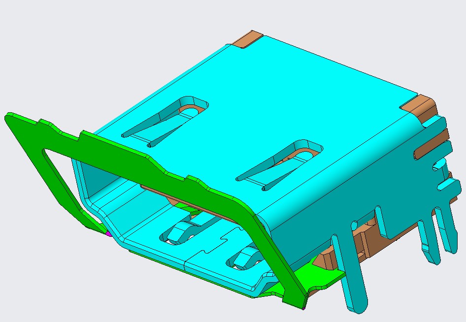 HDMI AF DIP 3Rows PRODUCT 
WITH EMI SPRING(外壳焊脚雾锡)
