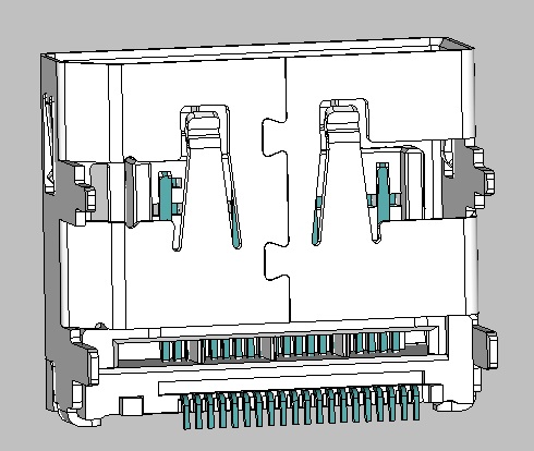 DISPLAYPORT 20pin 胶芯黑色16.9*14.7*5.76mm 镀金15u"
