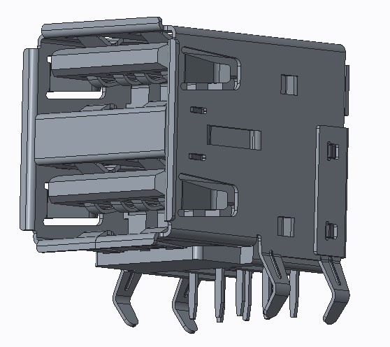 USB 2.0 A/F 双层90&deg;DIP