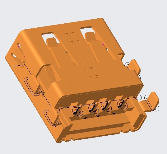USB2.0 AF R/A DIP Type CH=0.53mm