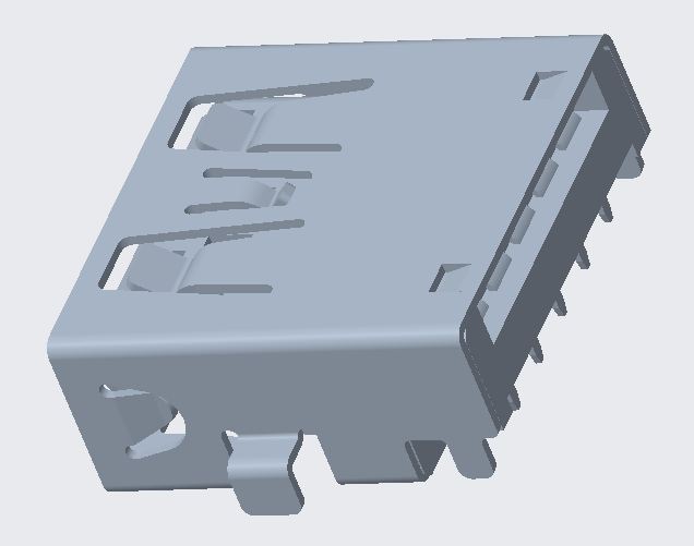 USB3.0 AF 沉板-双排90度插板沉板3.90MM成品图(无卷边）