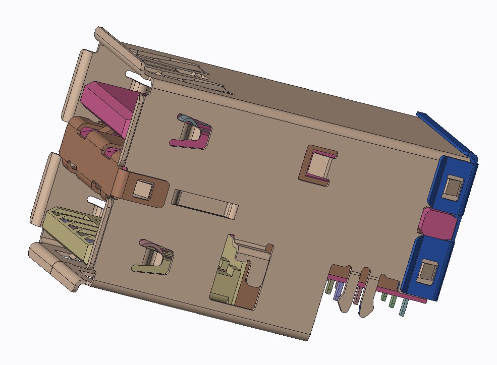 DOUBLE USB 3.1(GEN2)+USB2.0 A TYPE CH=2.8mm CONN