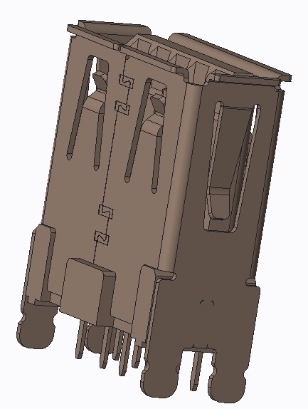 USB3.0 A/F VERTICAL DIP H=14.45mm(卷边有凸台)