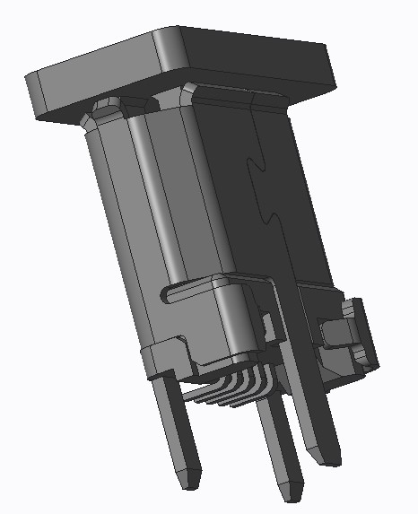 MICROUSB B/F 5PIN 立贴三脚卷边