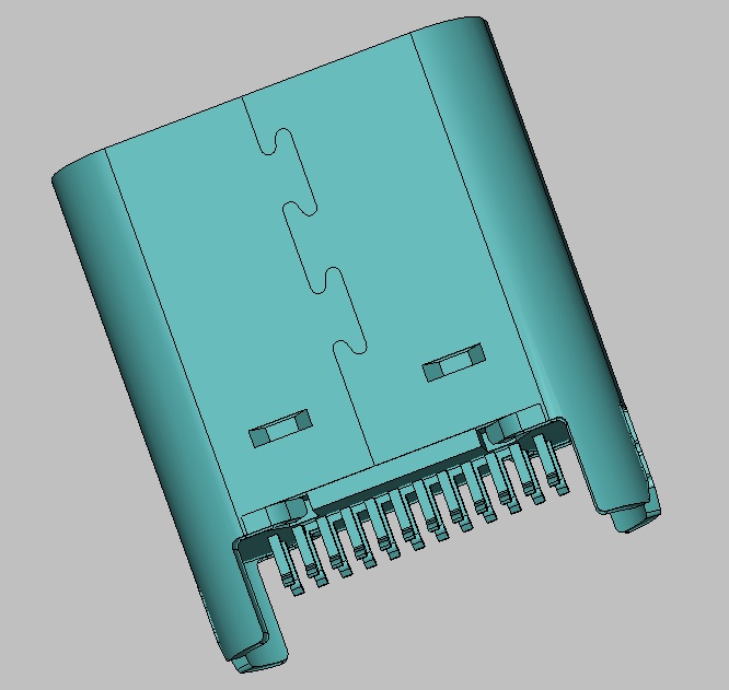USB TYPE-C/F 24PIN 夹板式 LCP黑色 G/F
