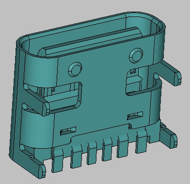 TYPE-C 6PIN贴板母座 黑色 镀半金锡3u" L=6.85
