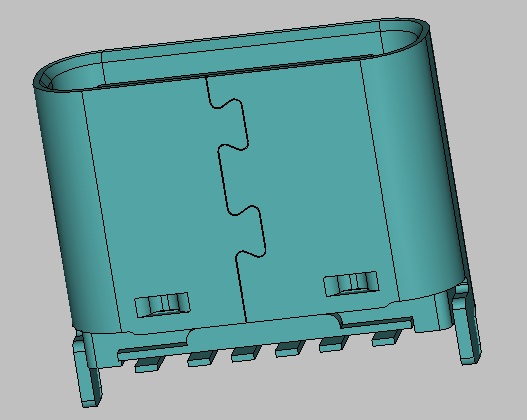 TYPE-C 6PIN 立板母座 LCP 黑色  端子镀半金锡G/F  L=6.50 载带包装