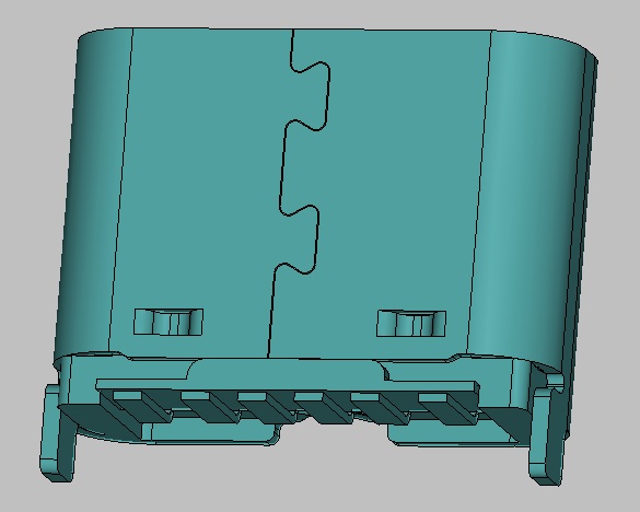 TYPE-C 6PIN贴板母座 黑色  镀金3u" L=6.50