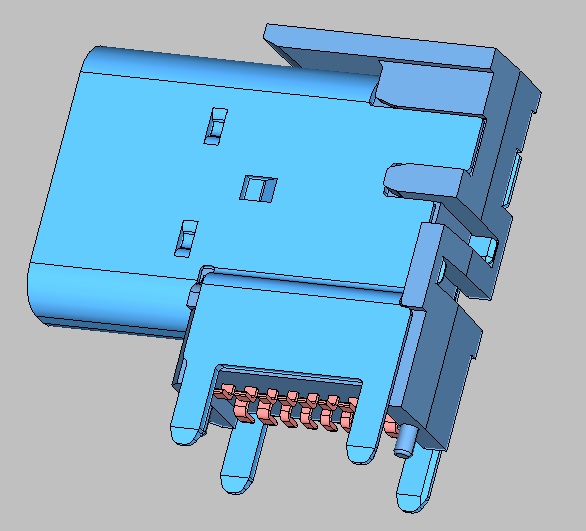 USB TYPE CF 16PIN  侧插SMT 胶芯LCP黑色 端子镀金G/F CH=6.70mm 载带包装