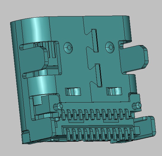 USB C F TYPE 双排 SMT 四脚插板 有柱 CONN(凸点距离框品2.05mm)