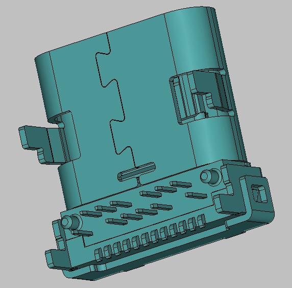 TYPE-C 24PIN前插后贴母座 黑色 镀半金锡1u" L=10.0