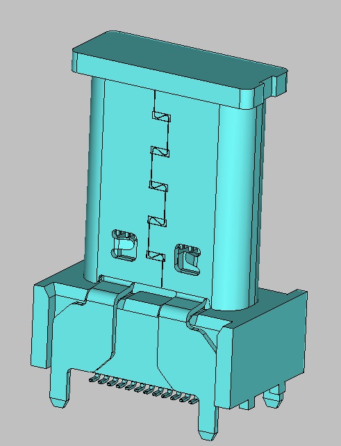 TYPE C SMT直立式  TYPE CF 24PIN L=15.0mm，镀金G/F, LCP黑色"