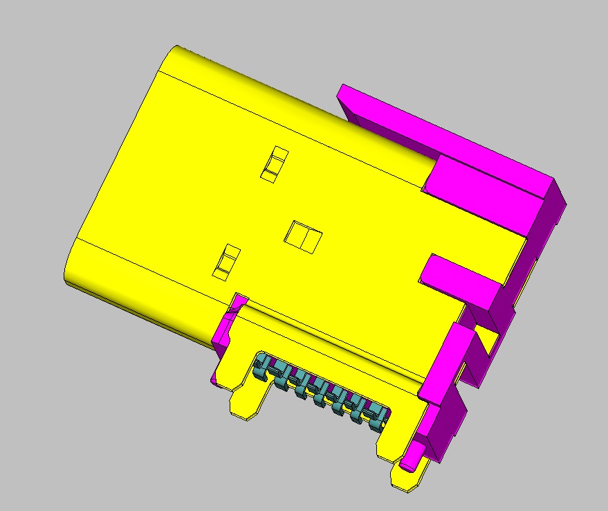 USB TYPE CF 16PIN 侧插SMT CH=4.58 mm 外壳不锈钢 LCP黑色 端子电镀G/F