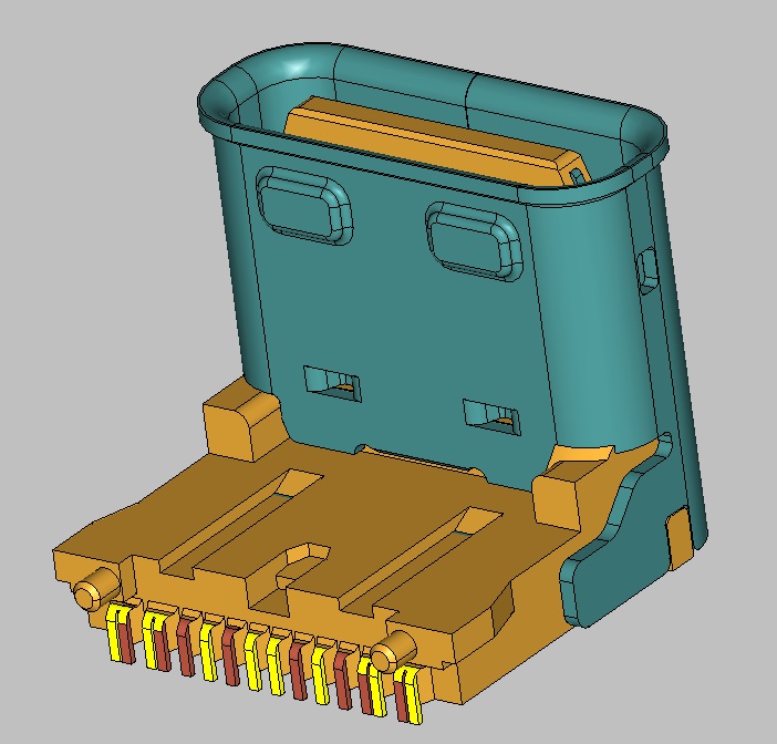 USB TYPE-C 16PIN SMT LCP黑色端子镀金 3u''不锈钢壳镀镍(CH:6.75)