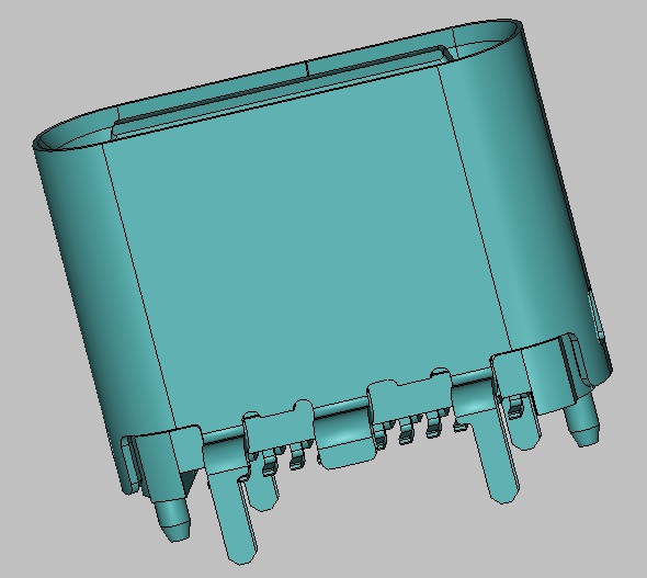 TYPE C 直立式 24PIN SMT H6.5 母座,LCP 黑色，镀金5u",外壳亮镍，取消EMI；