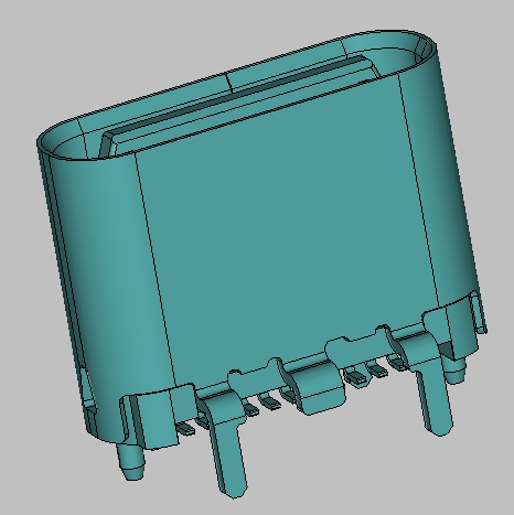 TYPE C 直立式 24PIN SMT H6.5 母座,LCP 黑色，镀金15u",外壳亮镍，取消EMI；