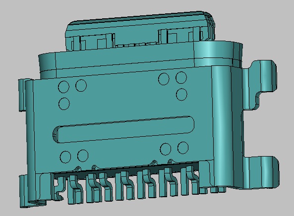 USB TYPE CF SMT 16pin IPX7防水款 沉板1.13mm 端子电镀15U" 无LIM款 包装载带