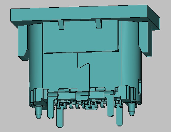 TYPE CF 24P VERTICAL（H=6.5)TAIL 脚长1.30MM LCP黑色端子镀金G/F,包装卷装