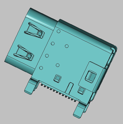 USB Type C 3.1 AF 24PIN 侧插式  Double shell SMT 接触区镀金3U"卷装