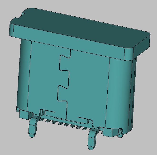 TYPE C 24pin 母座 SMT 直立式 H=6.5mm 胶芯黑色 端子接触区电镀3U" 焊接区电镀G/F 产品带盖 包装载带