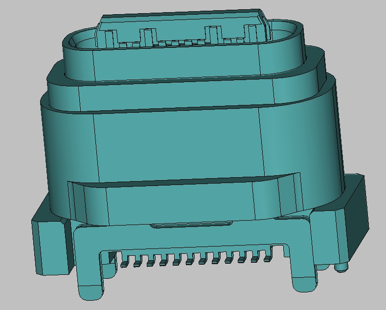 USB TYPE CF 24PIN SMT VERTICAL H=8.5mm Waferproof Ipx8 带硅胶圈 胶芯黑色LCP 端子镀金3U" 钢壳镀镍50U" 载带包装