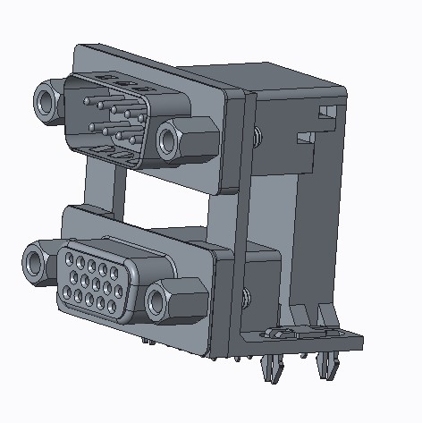 双层DR9M-HDR15F铆合锁螺丝L=19.05(无屏蔽）