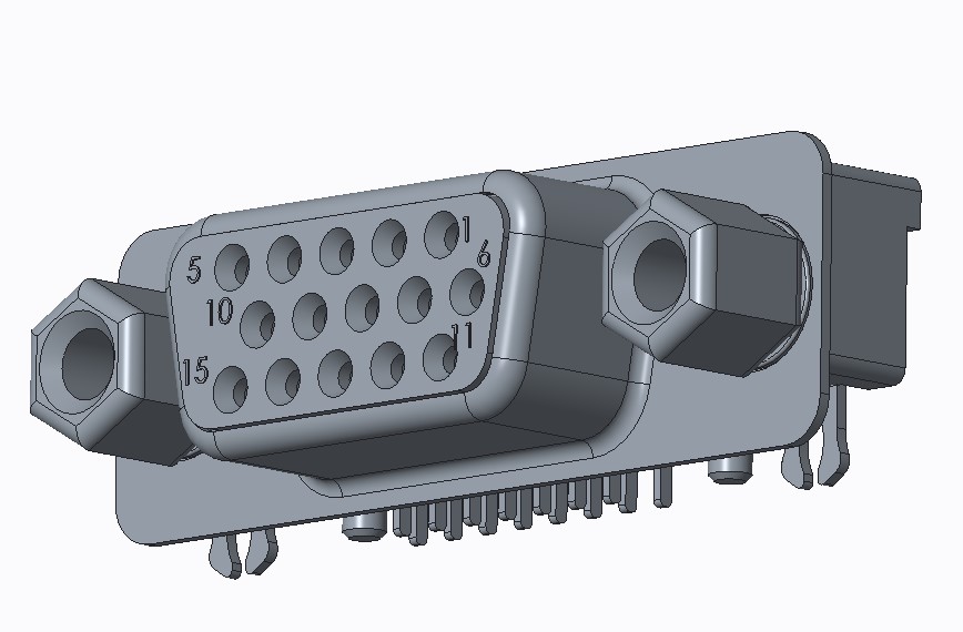 D-SUB 15PIN FEMALE (FRONT 7BACK 8）H=10.00m CH=3.8mm，REC RA DIP TYPE