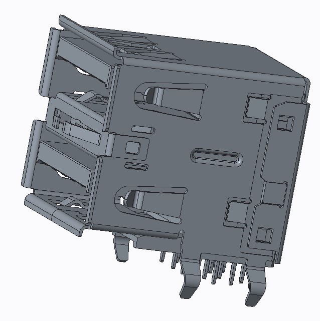 USB 3.0 H=15.52mm CH=8.40mm.
STD-SHORT，DOUBLE STACKED DIP TYPE.
