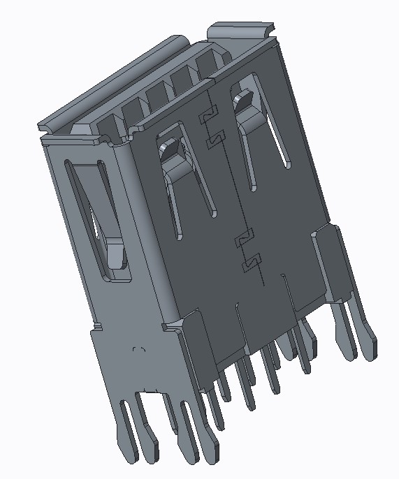 USB3.0 A TYPE RECEPTACLE VERTICAL DIP H=14.45mm 长脚3.10
