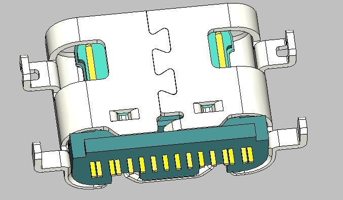 USB CF TYPE 16PIN (L=6.5mm)沉板深度0.80mm