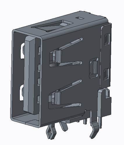 USB AF 侧插短体90度DIP"O"型脚无卷边