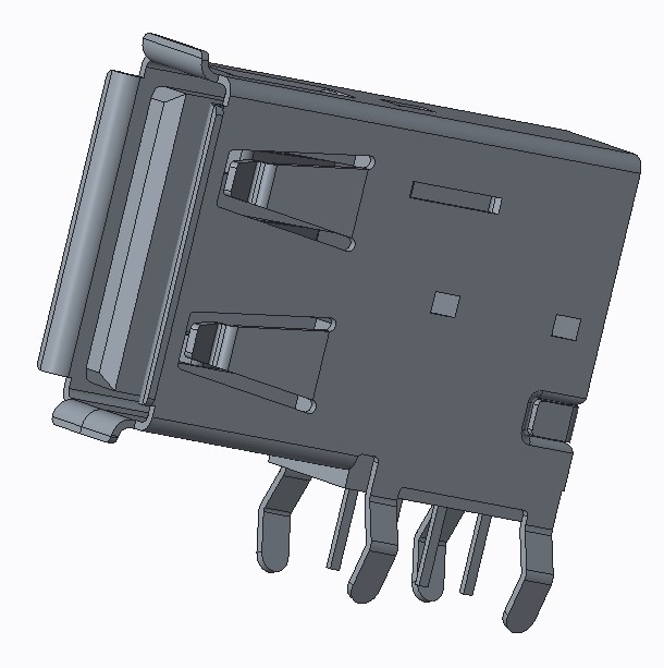 USB 2.0 AF 侧立式长    体90&deg;弯脚DIP