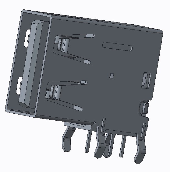 USB AF 侧立式长体90度DIP弯脚无卷边