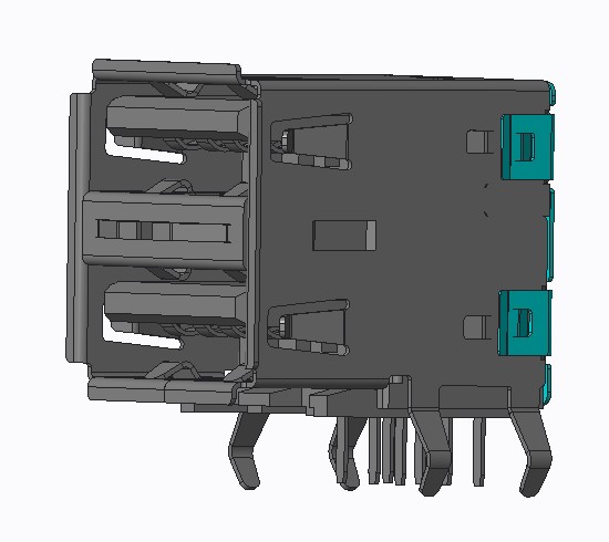 DUAL STACK USB 2.0 A TYPE RECEPTACLE STD RA DIP C/H=8.33mm