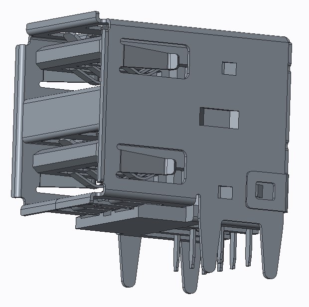 USB AF双层90度DIP直脚有卷边