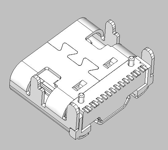 USB 3.1 C TYPE 母头 L=7.3 单排16PIN SMT 四脚插板 有柱