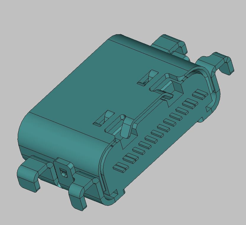 USB TYPE C单排16PIN沉板1.6带上盖