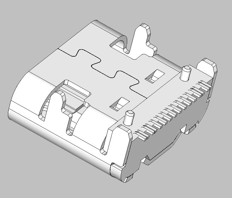 USB TYPE C 16PIN 四脚插板 L=7.35