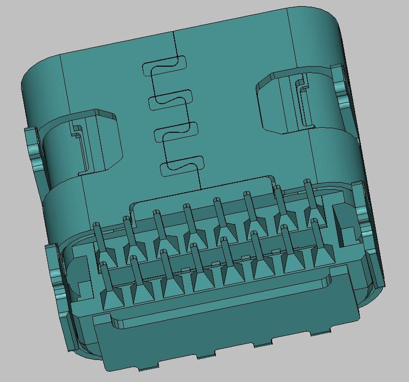 USB TYPE C 16 PIN 双排插板