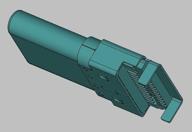 USB TYPE C PLUG SMT MIDDLE MOUNT RIGHT ANGLE L=15.5MM