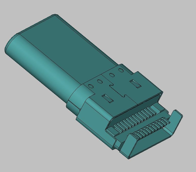 USB TYPE C PLUG SMT MIDDLE MOUNT RIGHT ANGLE L=15.5MM